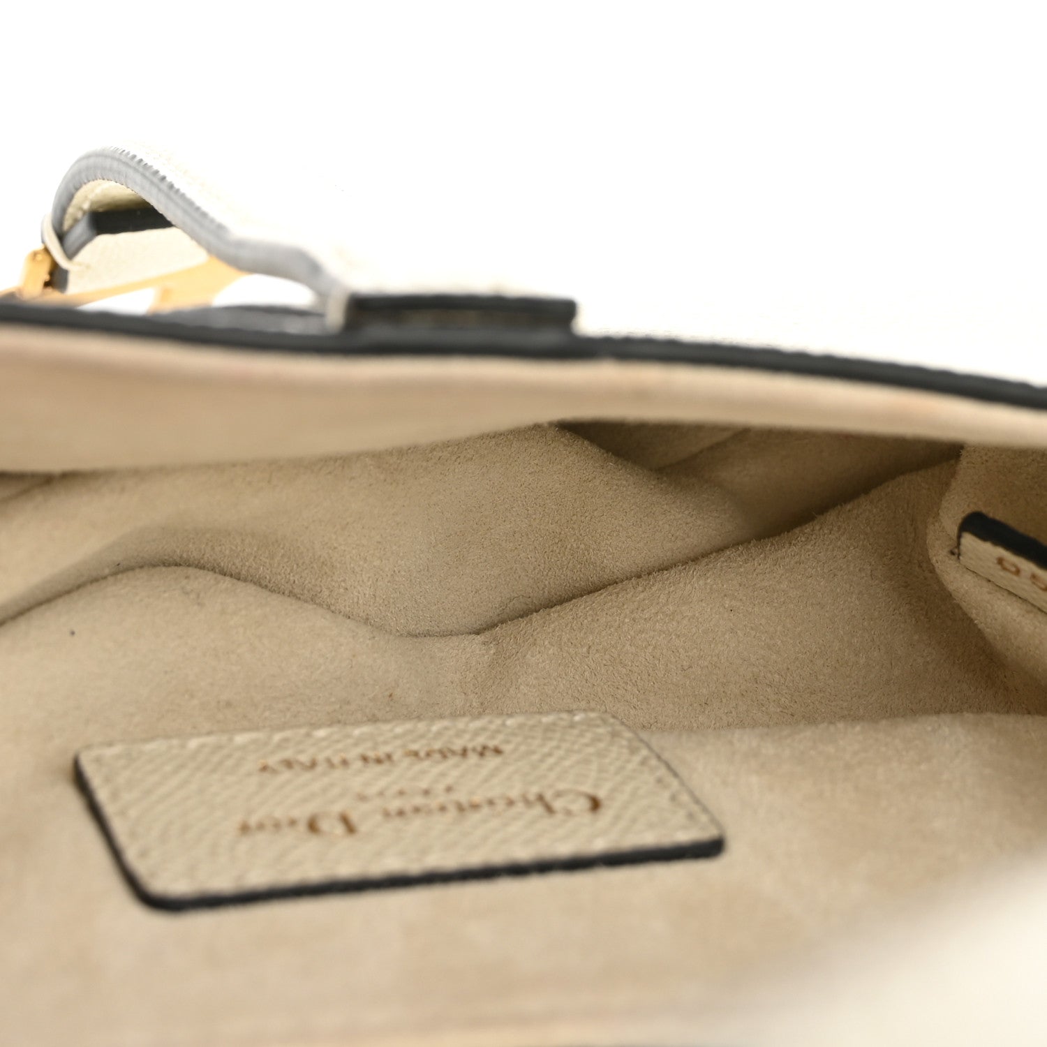 Christian Dior Grained Calfskin Mini Saddle Bag White