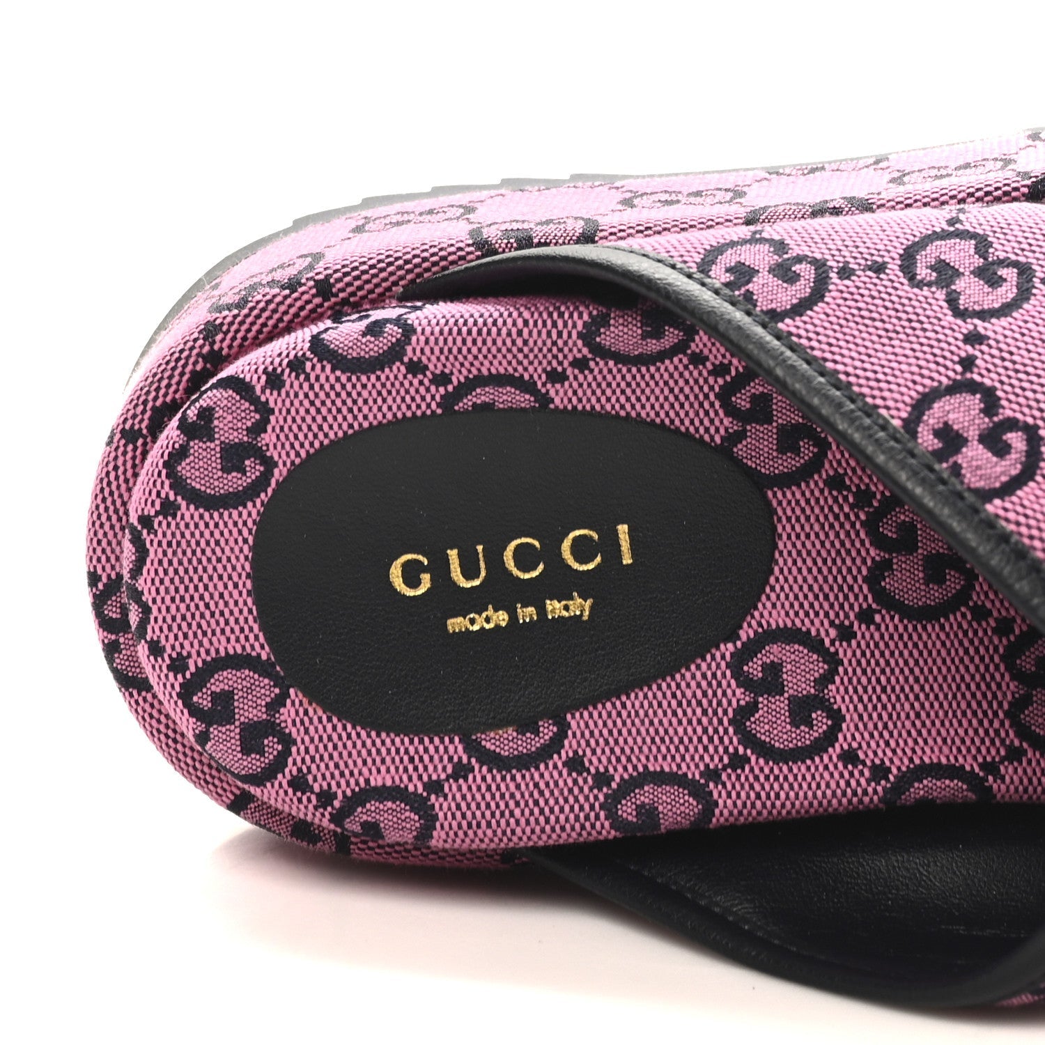 Gucci Monogram Multicolor Criss Cross Platform Slide Sandals 36.5 Pink Blue