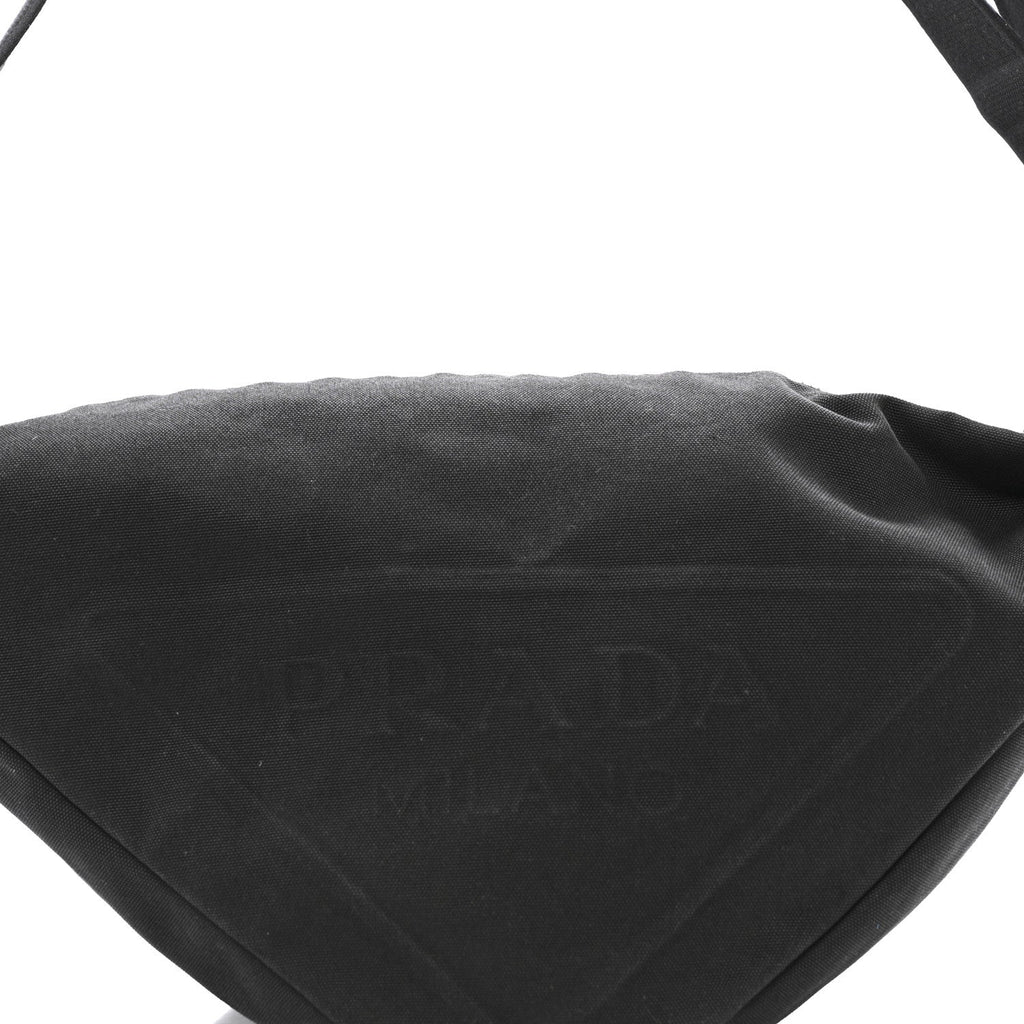 Prada Canapa Triangle Shoulder Bag Black