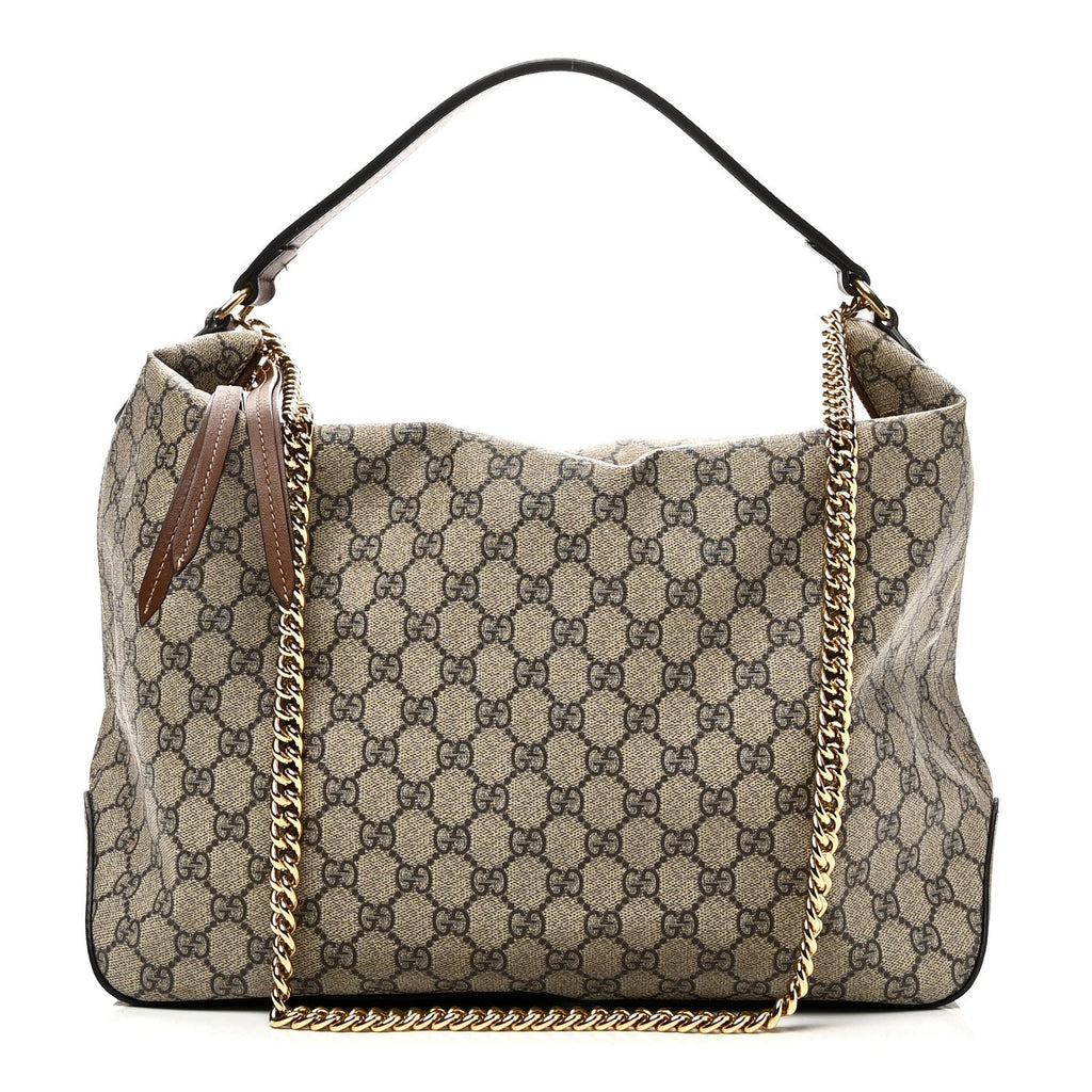 Gucci GG Supreme Monogram Large Linea A Hobo Light Brown