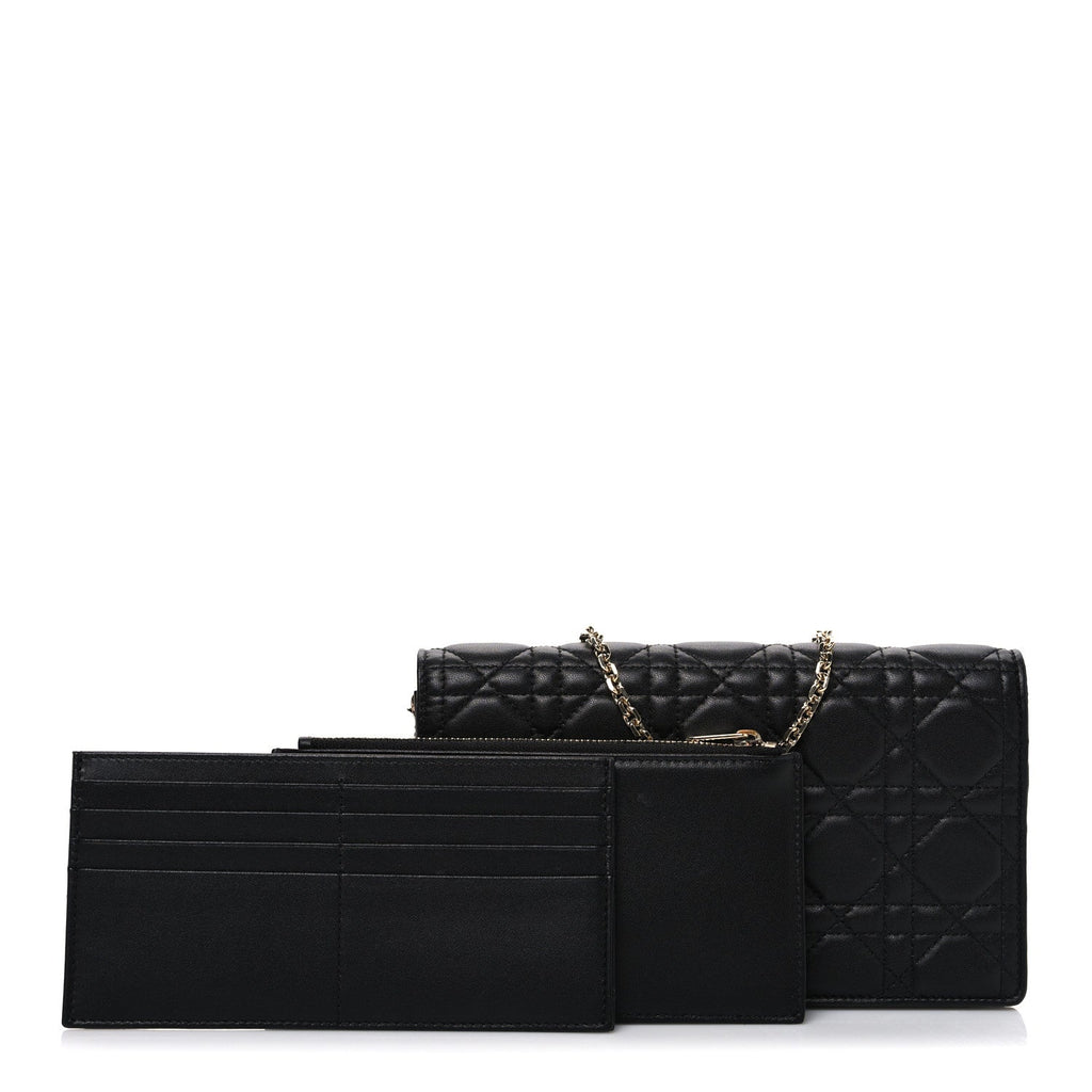 Christian Dior Lambskin Cannage Lady Dior Pouch Black