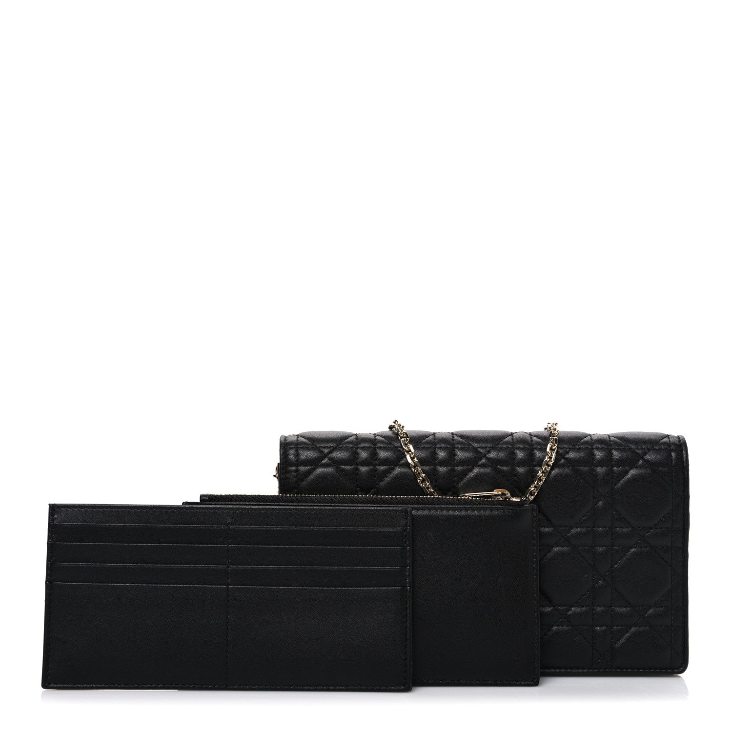 Christian Dior Lambskin Cannage Lady Dior Pouch Black