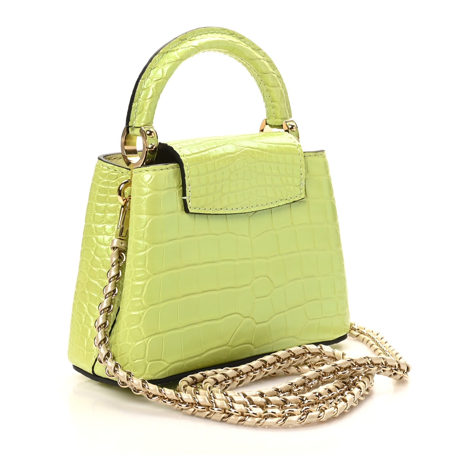 Louis Vuitton Iridescent Alligator Nano Capucines Lime