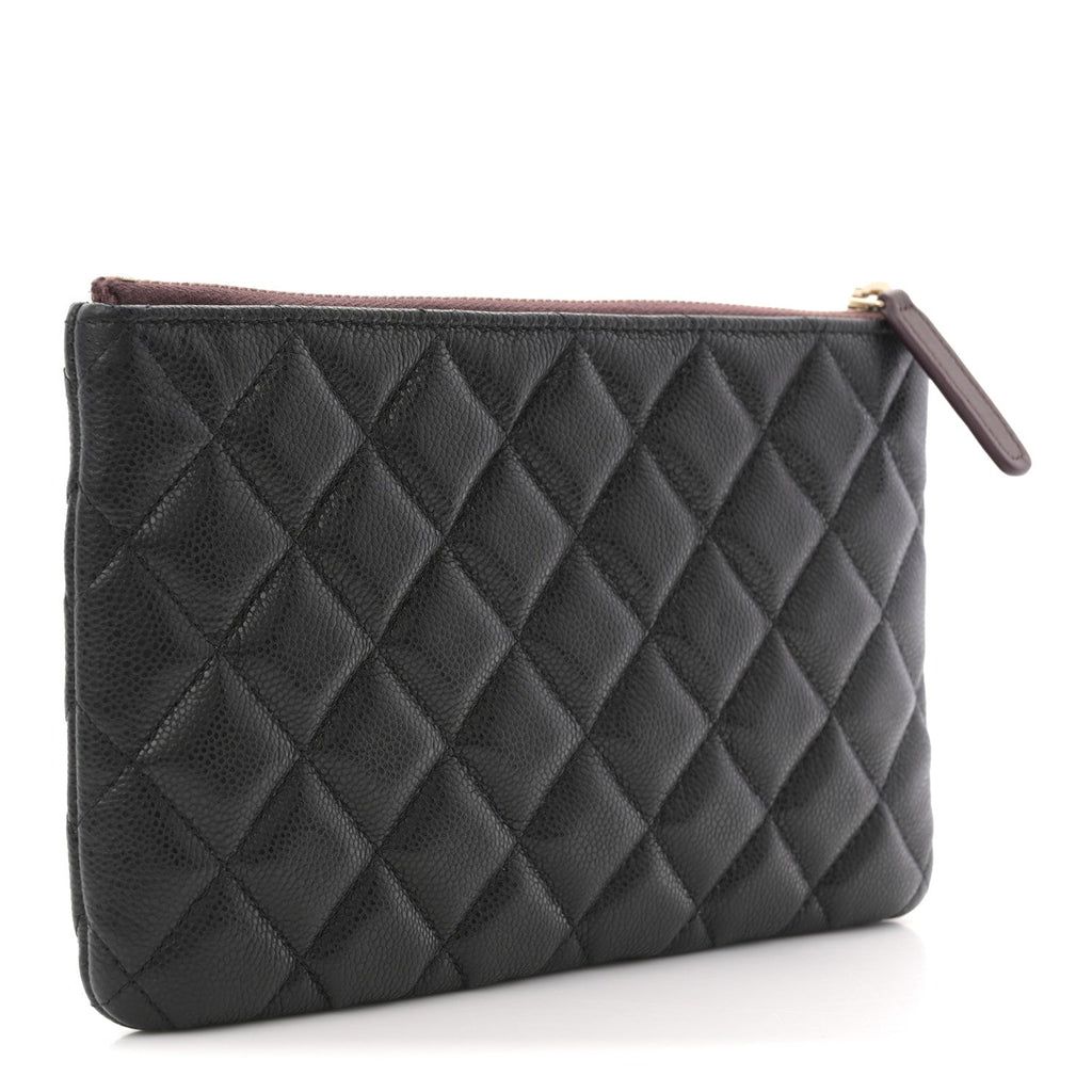 Caviar Quilted Small Zipped Pouch Black