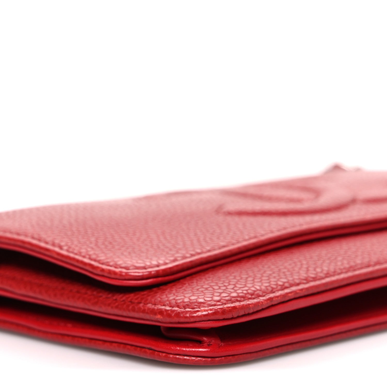 Chanel Caviar Timeless CC Wallet on Chain WOC Red