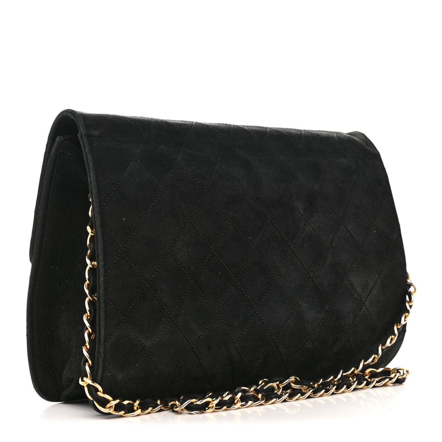 Chanel Suede Quilted Medium Single Flap Black