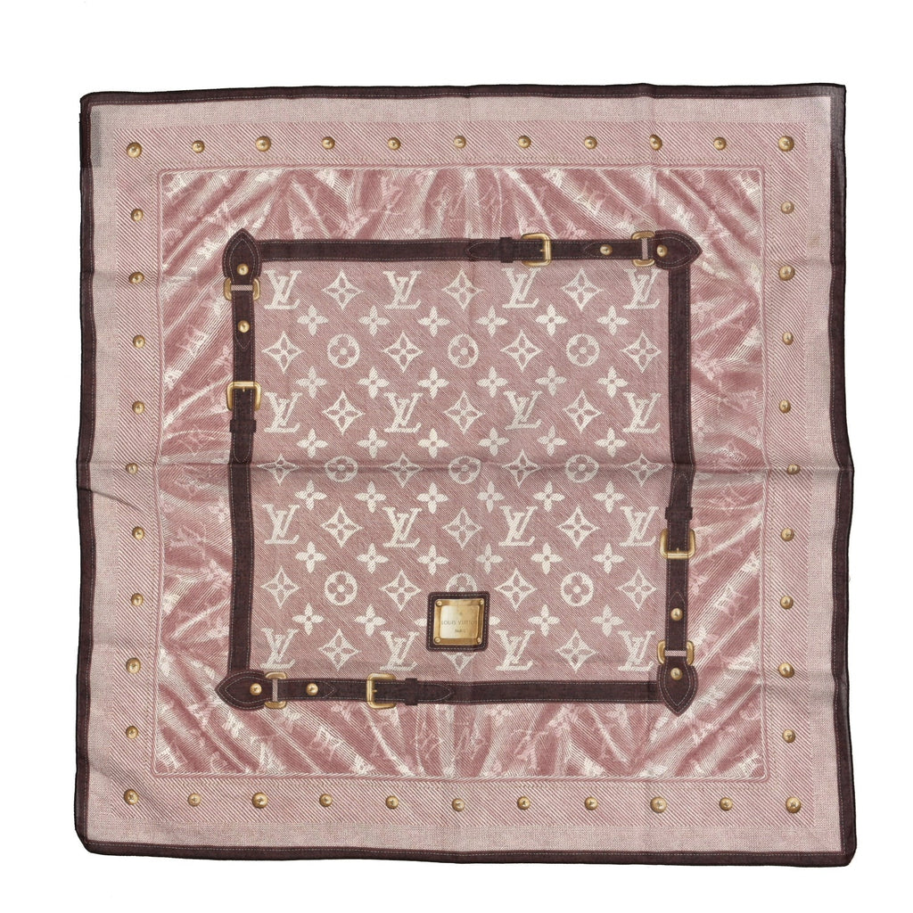 Louis Vuitton Cotton Monogram New Denim Square Scarf Cherry
