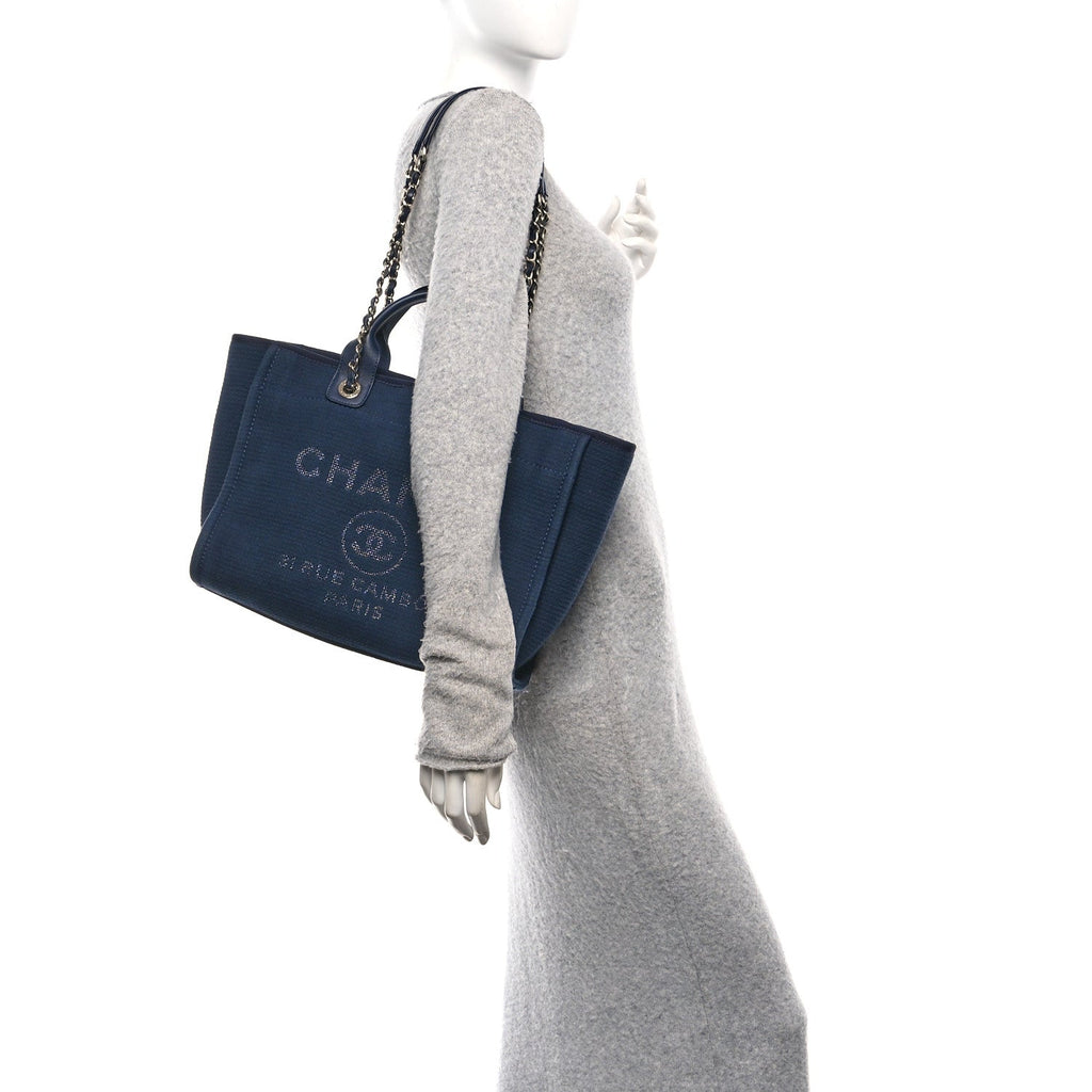 Chanel Mixed Fibers Small Deauville Tote Navy