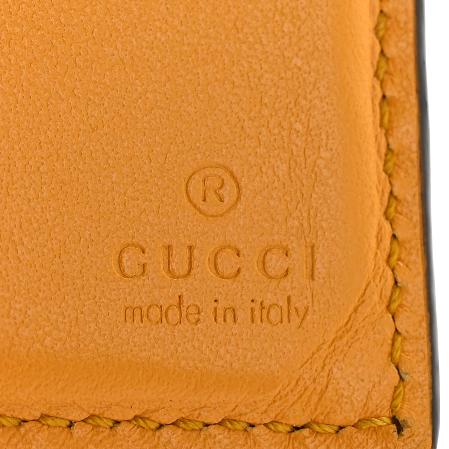 Gucci Calfskin GG Tennis Embossed Bi-Fold Wallet Yellow Tangerine