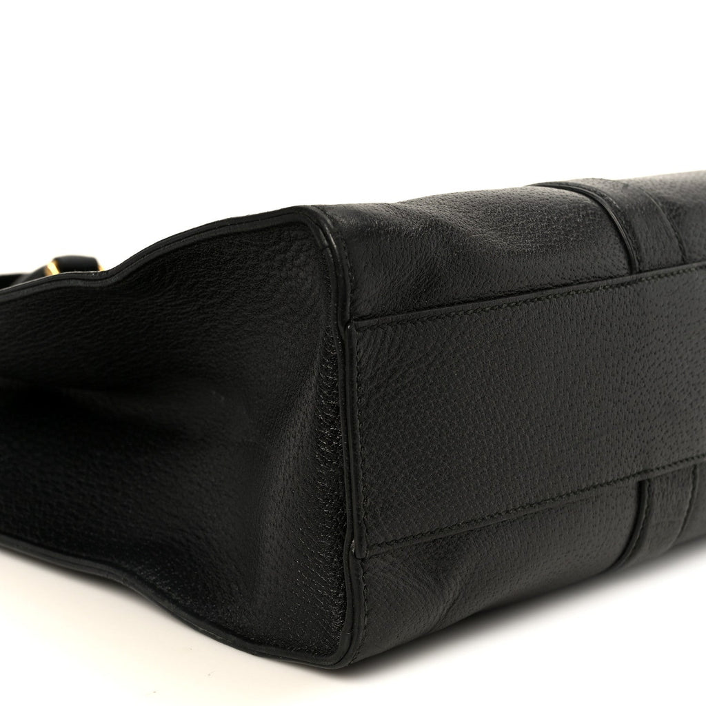 Gucci Grained Calfskin Web Top Handle Tote Black