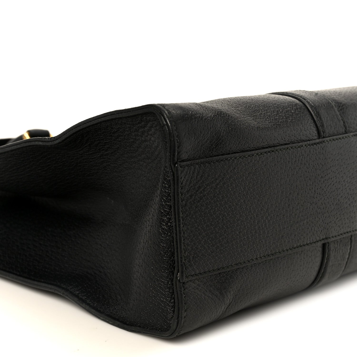 Gucci Grained Calfskin Web Top Handle Tote Black