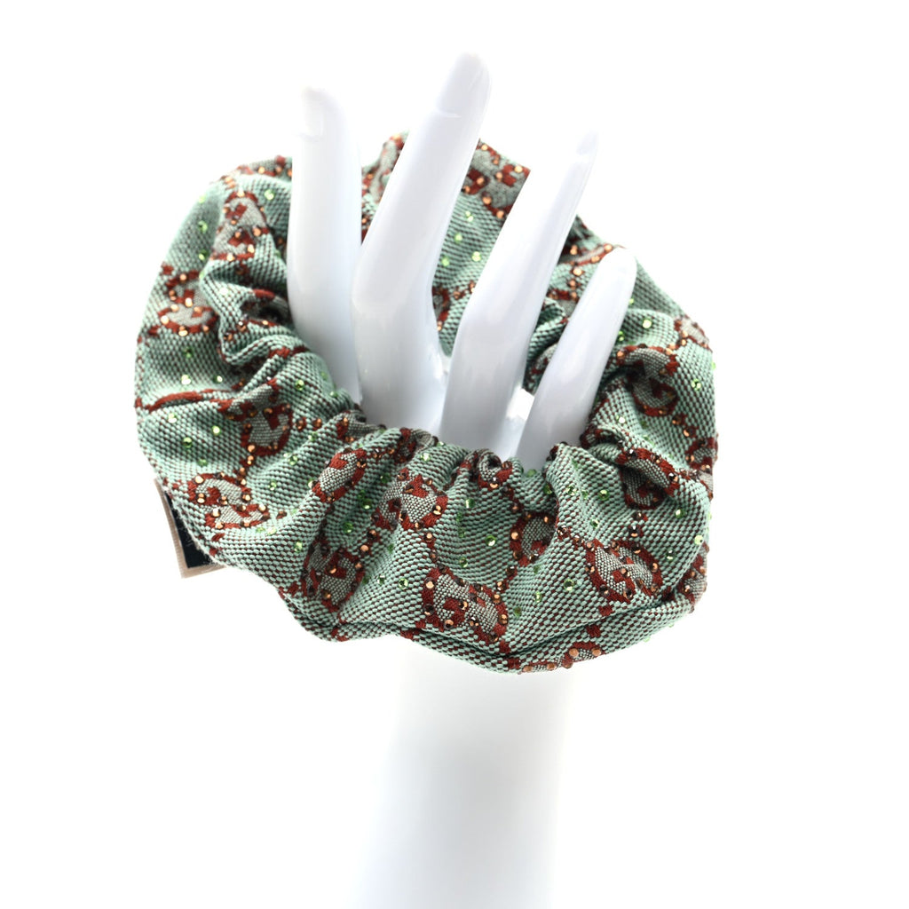 Gucci GG Canvas Crystal Monogram Scrunchie Hair Tie Bluette Red