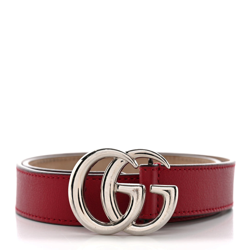 Gucci Calfskin Kids Double G 20mm Belt M Red