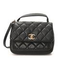 Chanel Calfskin Quilted Top Handle Flap Black