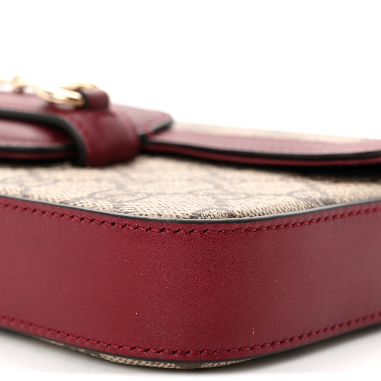 Gucci GG Supreme Monogram Azalea Calfskin Horsebit 1955 Mini Bag Beige Ebony Rosso Ancora