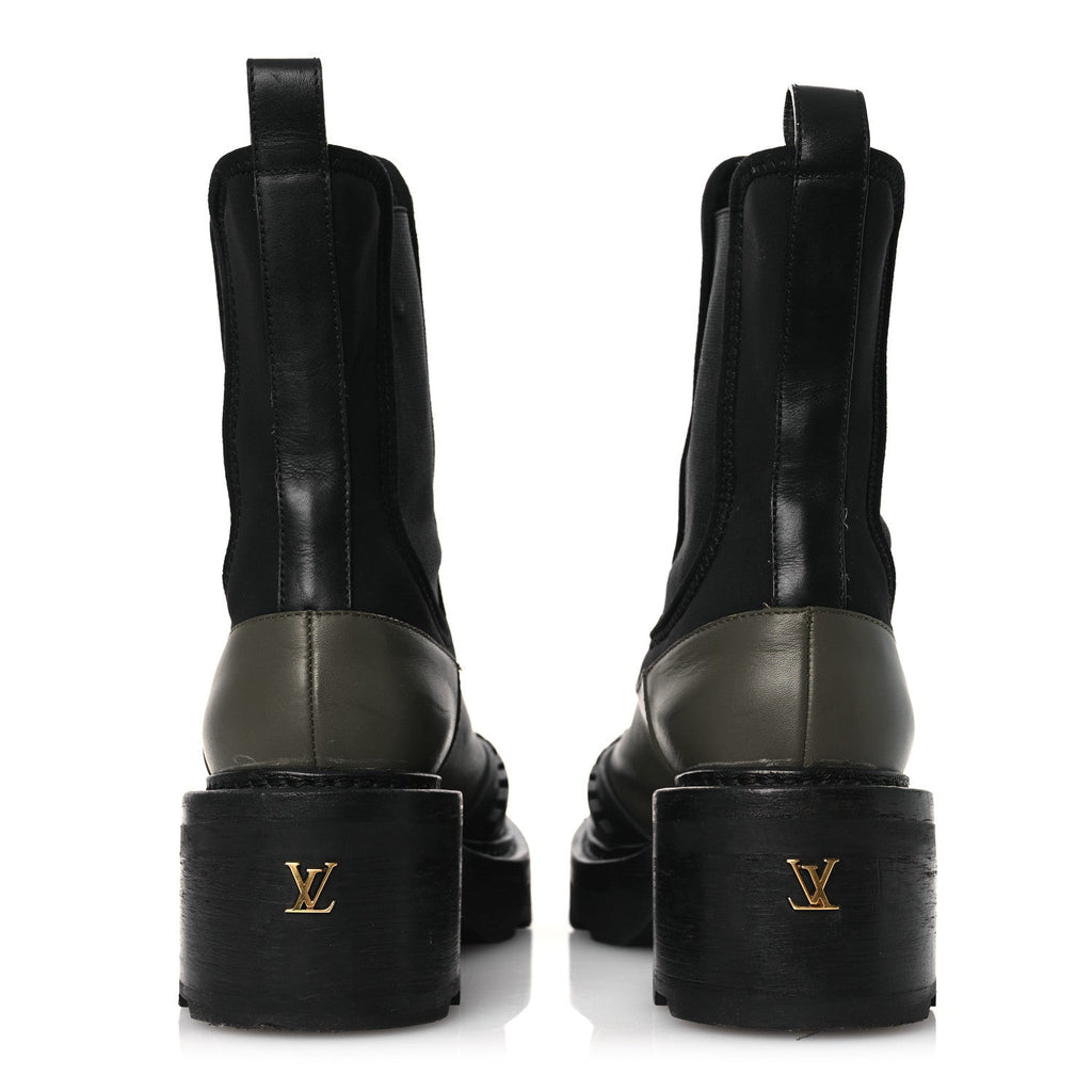 Louis Vuitton Calfskin Beaubourg Ankle Boots 39 Black Green