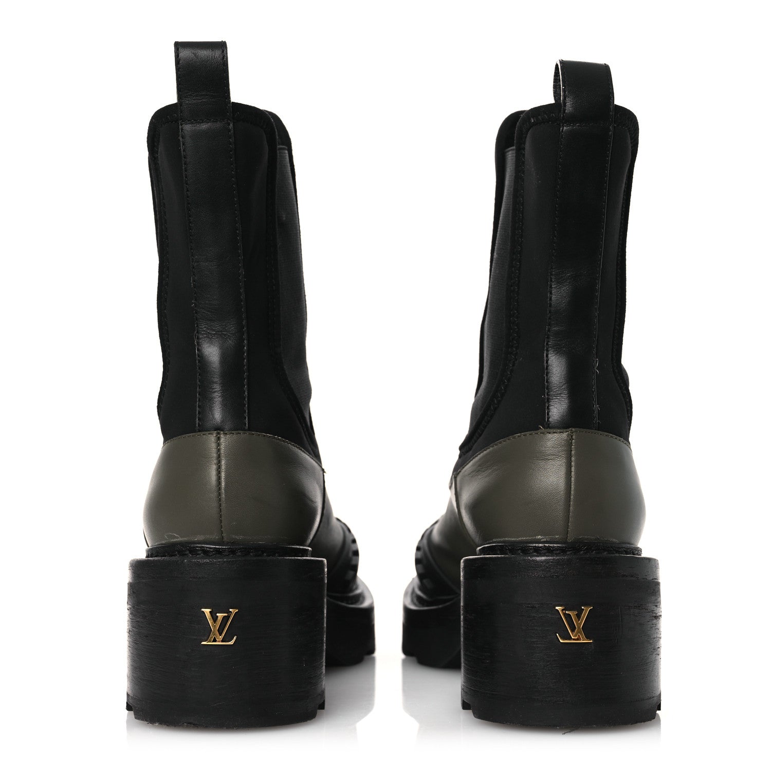 Louis Vuitton Calfskin Beaubourg Ankle Boots 39 Black Green