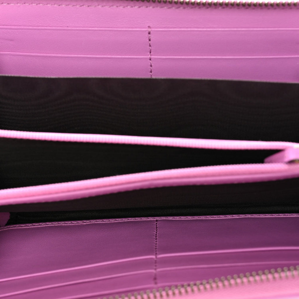 Gucci Calfskin Matelasse GG Marmont Zip Around Wallet Pink