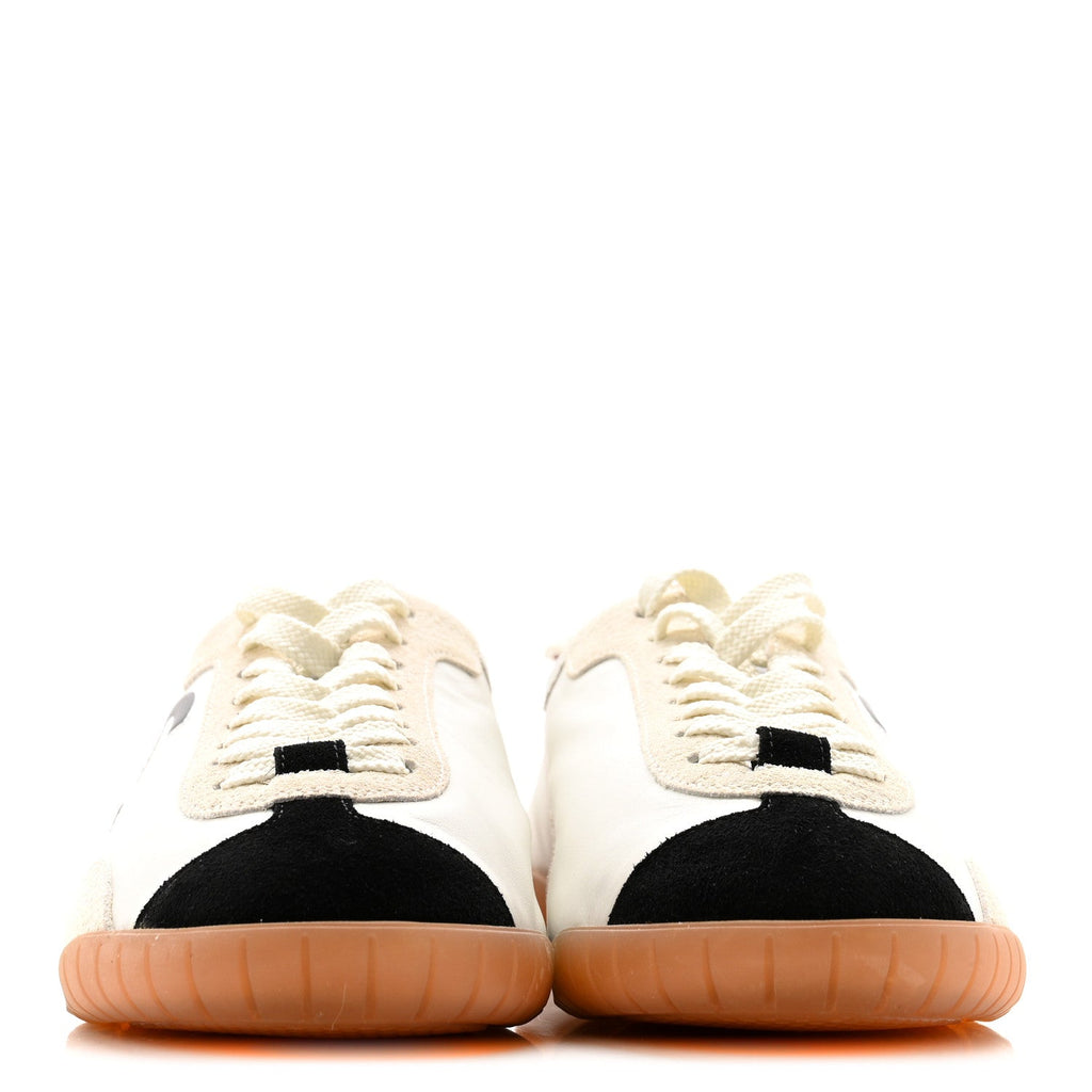 Calfskin Embossed Suede Womens CC Sneakers 38 Black White