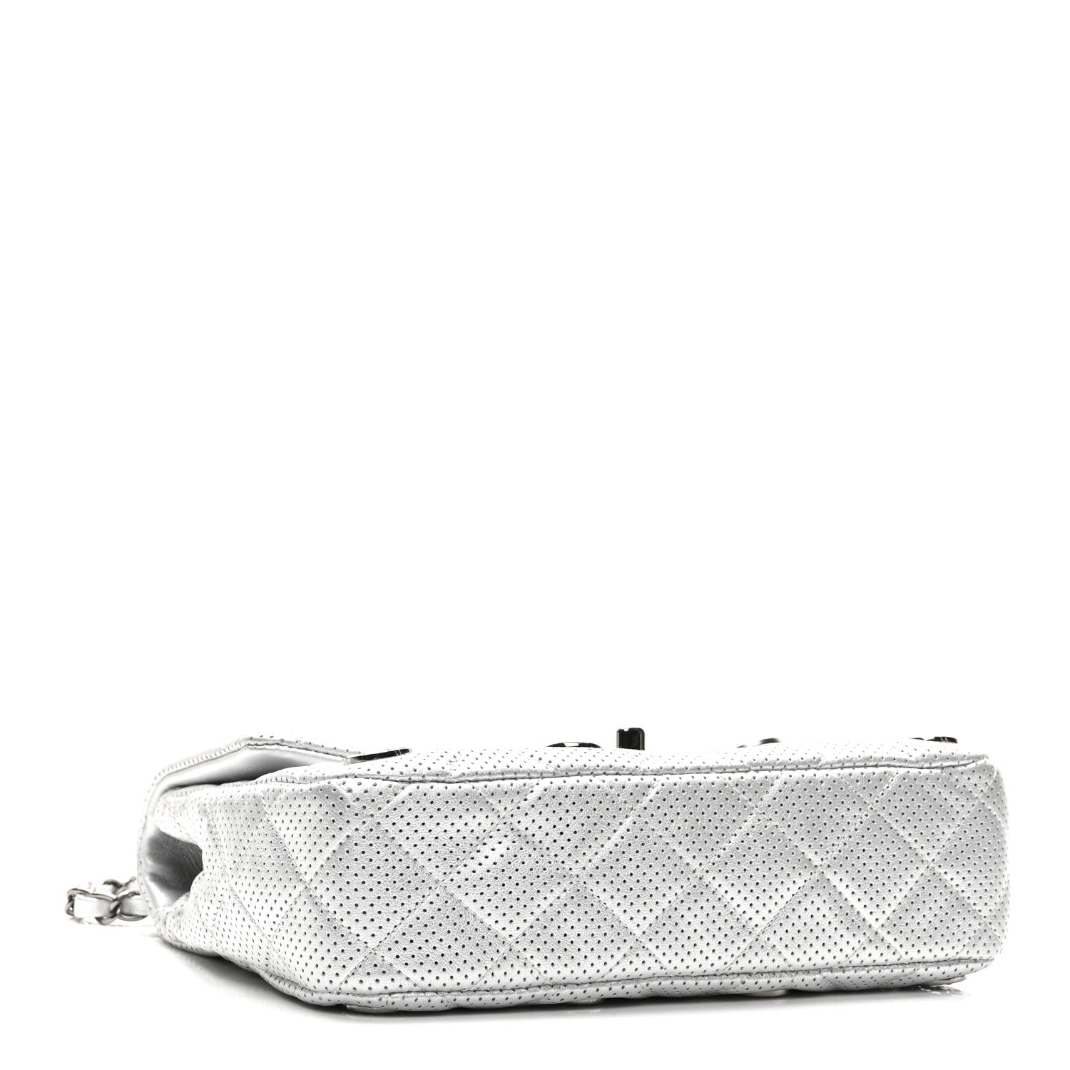Chanel Perforated Metallic Lambskin Small CC Medals Flap Silver