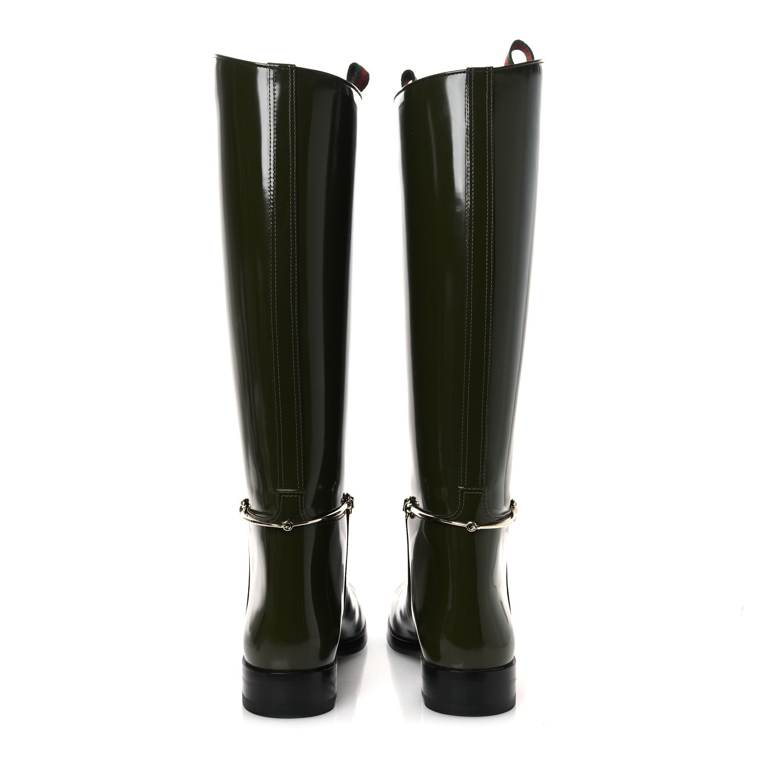 Gucci Brushed Calfskin Michelangelo Slim Horsebit Riding Boots 39 Luscious Green