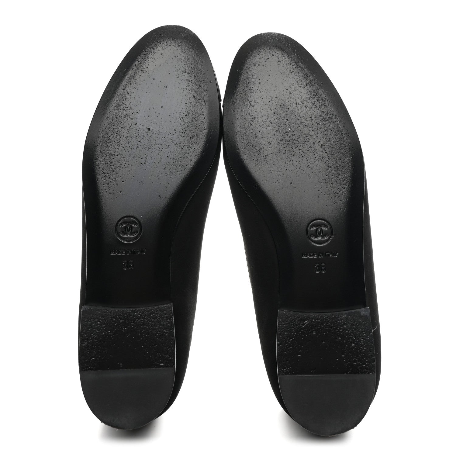 Chanel Suede Calfskin Cap Toe CC Ballerina Flats 36 Black