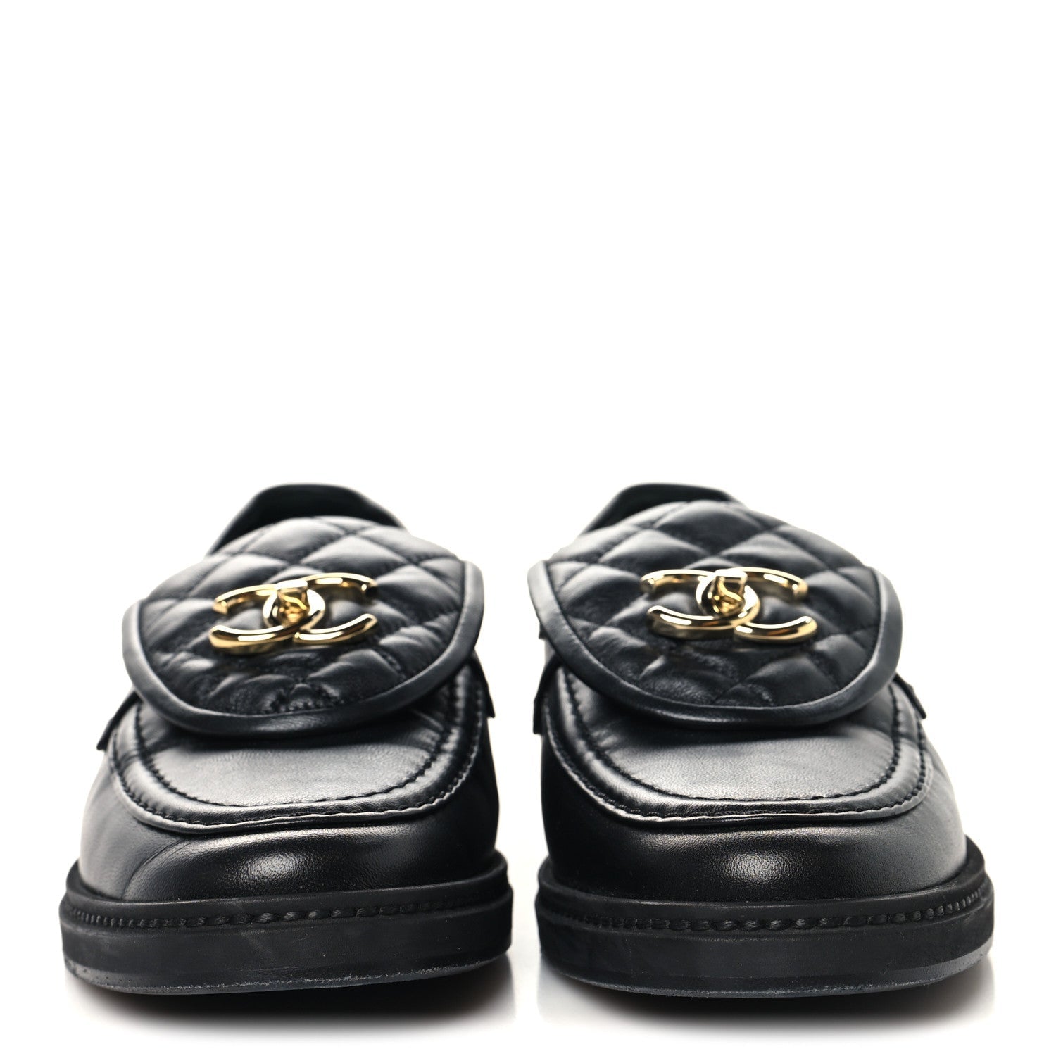 Lambskin Quilted CC Turnlock Loafers 37 Black
