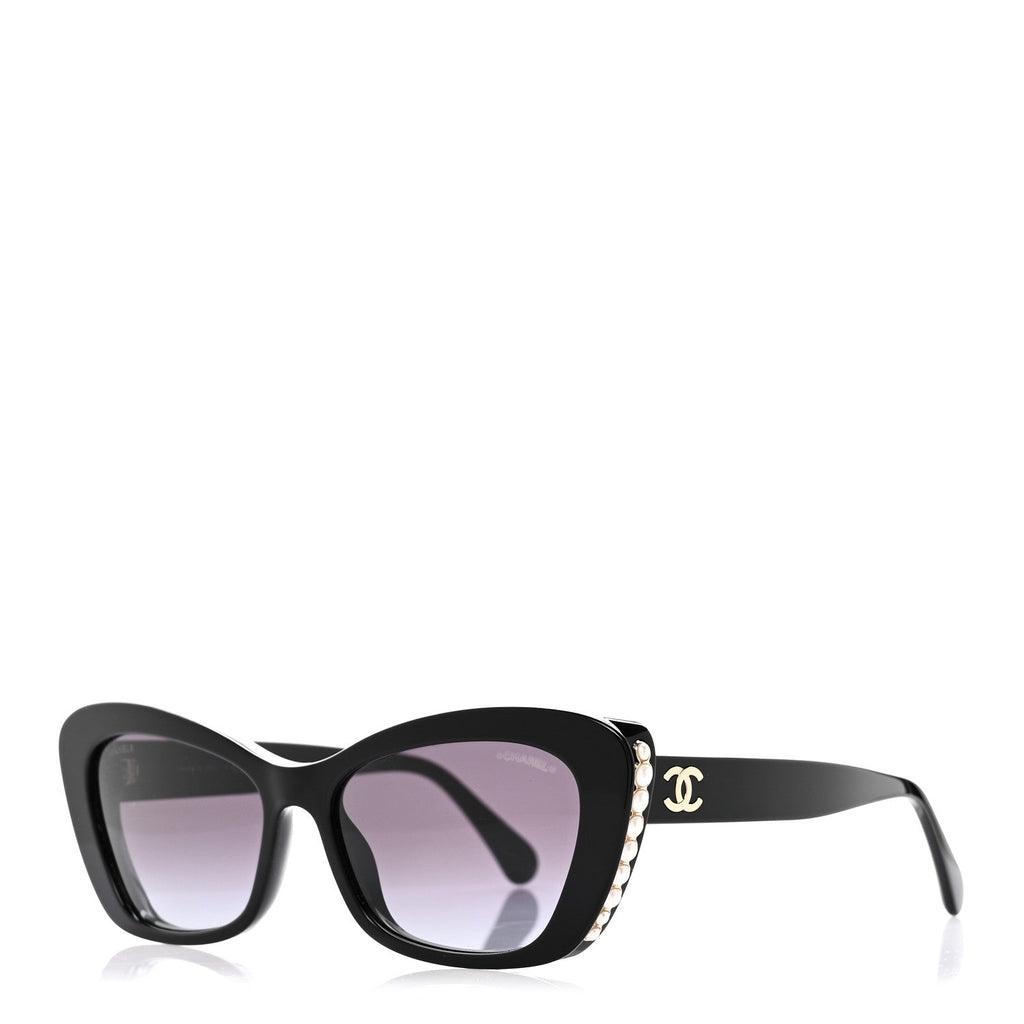 Acetate Pearl Cat Eye CC Sunglasses 5481-H-A Black