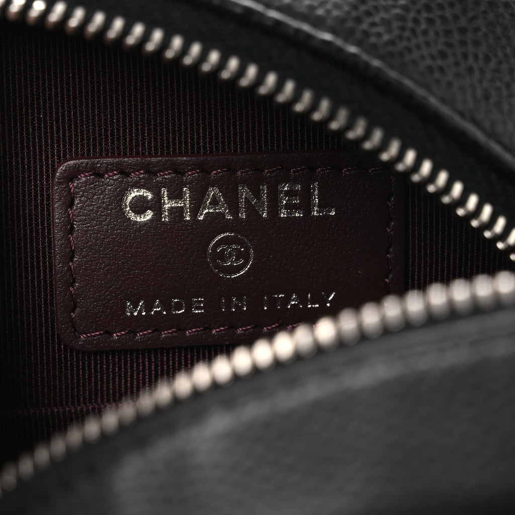 Chanel Caviar Quilted Round Clutch With Chain Black