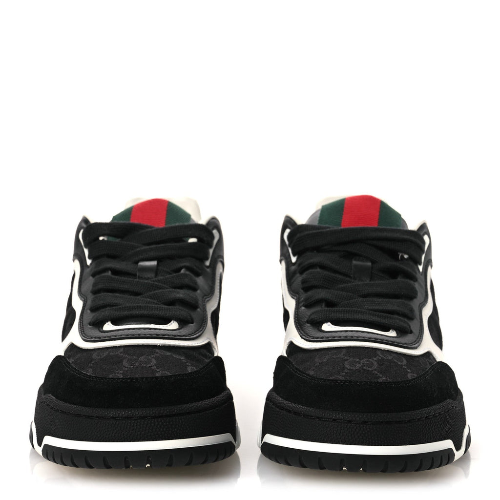Gucci Calfskin Suede GG Monogram Re-Web Womens Sneakers 38 White Black