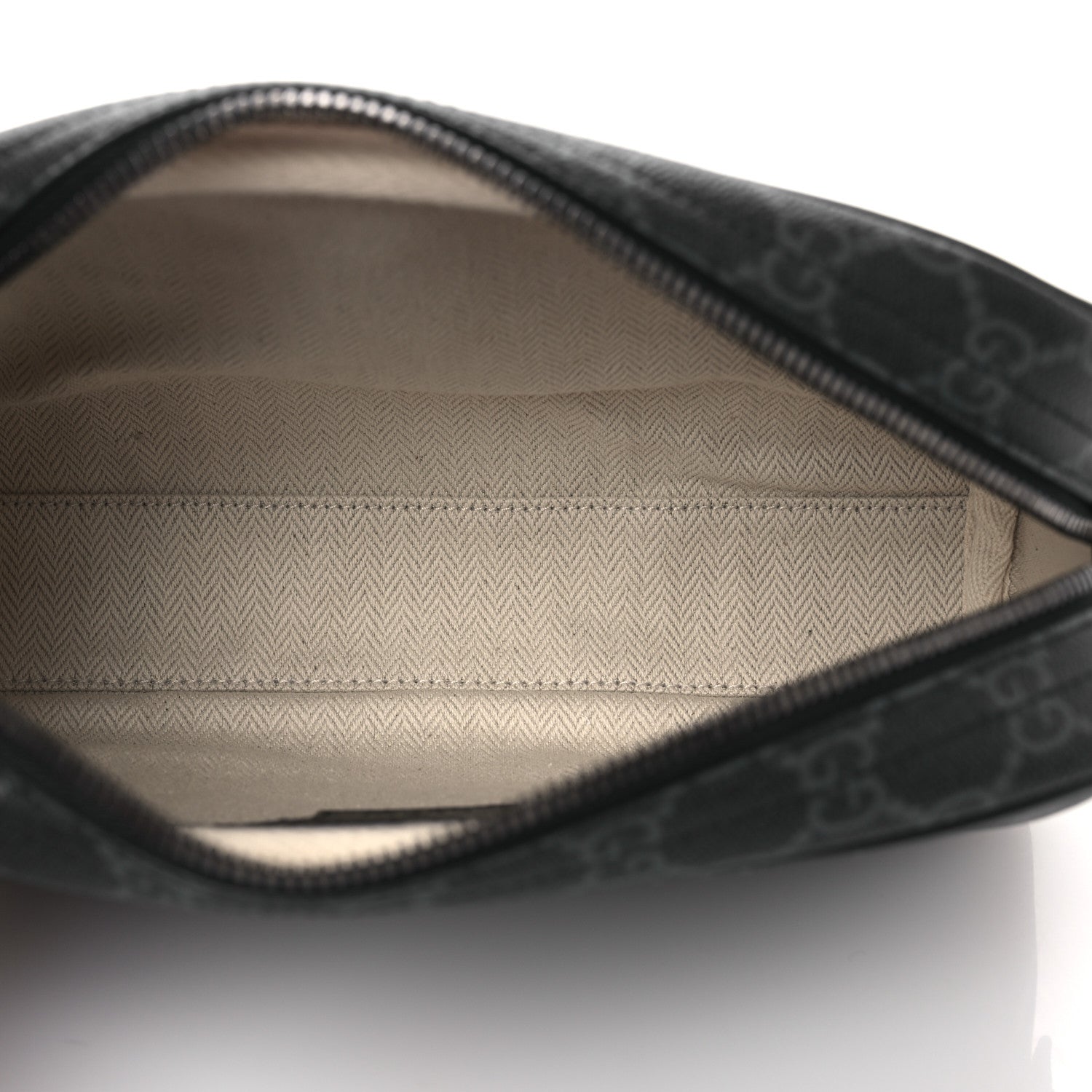 Gucci GG Supreme Monogram Textured Calfskin Emblem Small Crossbody Black