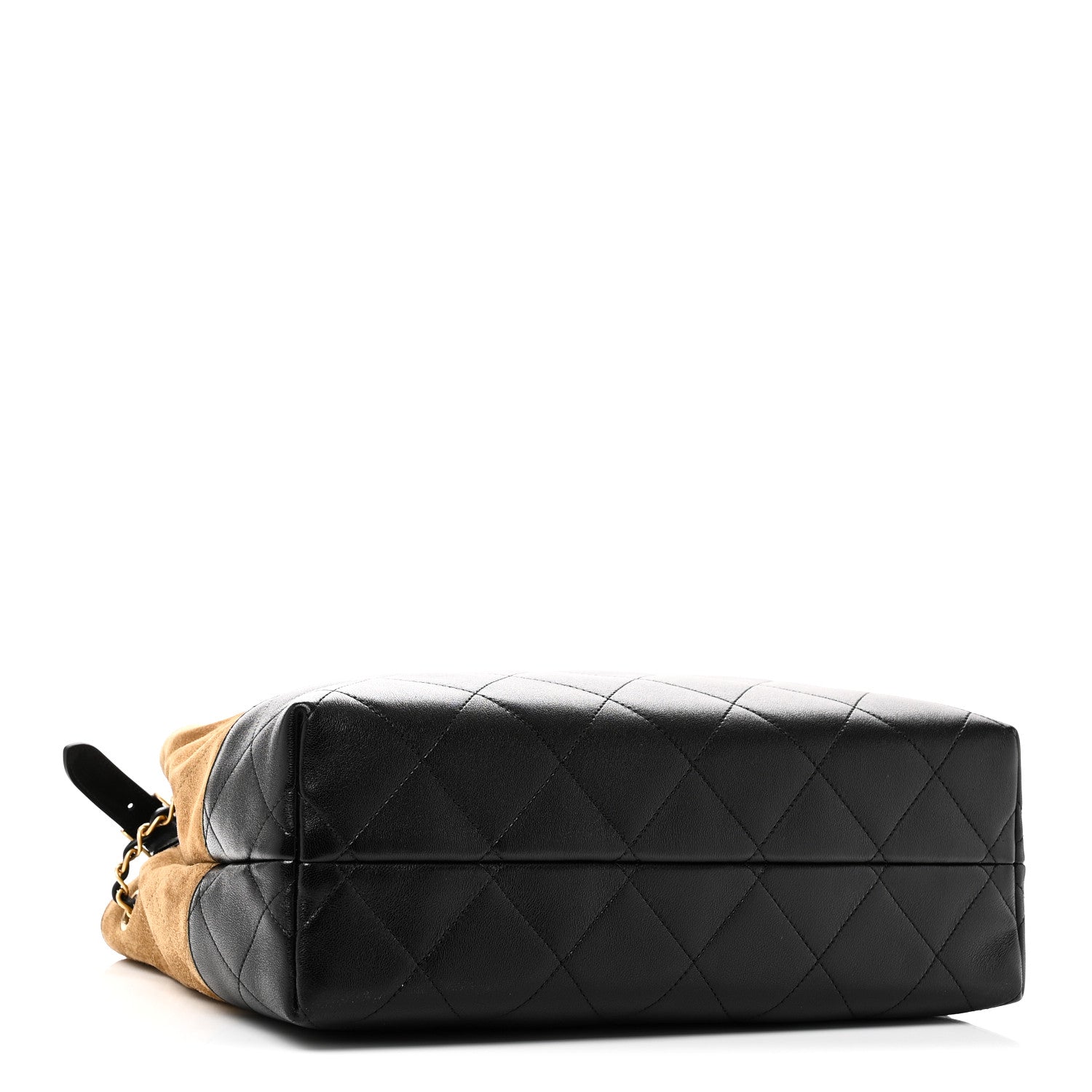 Chanel Suede Calfskin Shiny Lambskin Quilted Small Coco Base Shopping Bag Beige Black