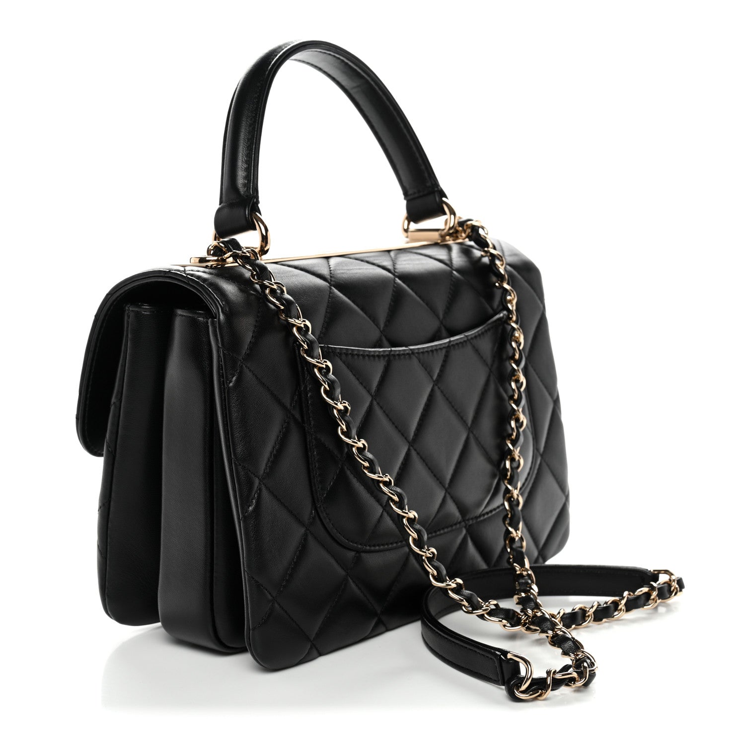 Chanel Lambskin Quilted Small Trendy CC Dual Handle Flap Bag Black