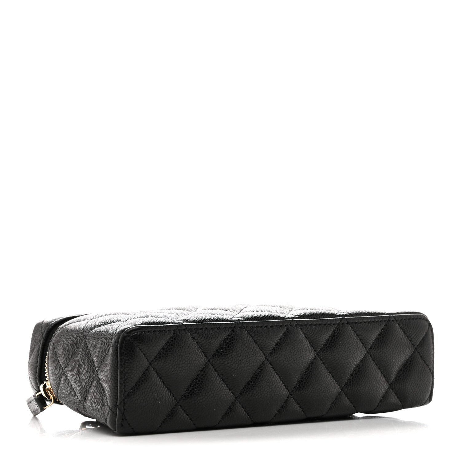 Chanel Caviar Quilted Top Handle Slim Vanity With Chain Black