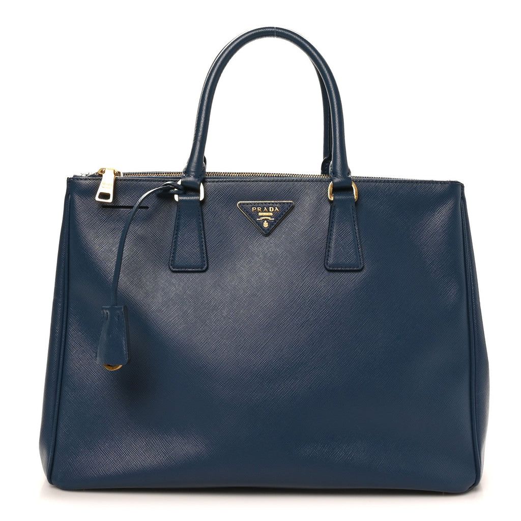 Prada Saffiano Large Galleria Double Zip Tote Bluette