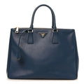 Prada Saffiano Large Galleria Double Zip Tote Bluette