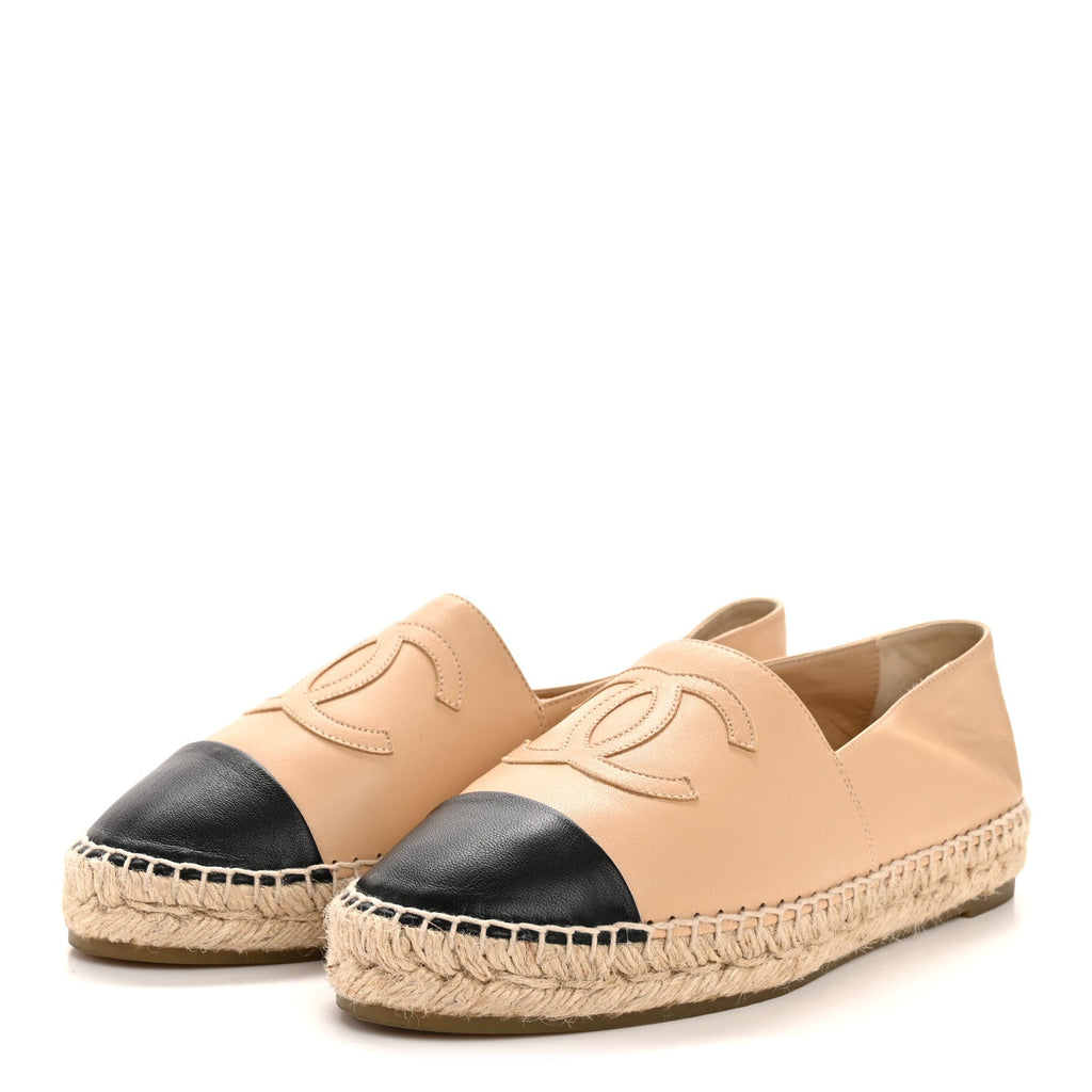 Lambskin CC Espadrilles 39 Beige Black