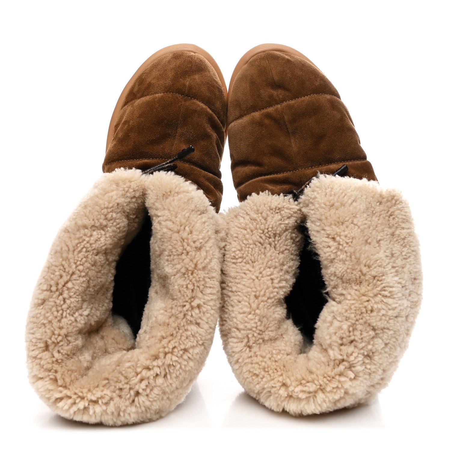 Louis Vuitton Suede Shearling Quilted Flat Ankle Boot 41 Beige