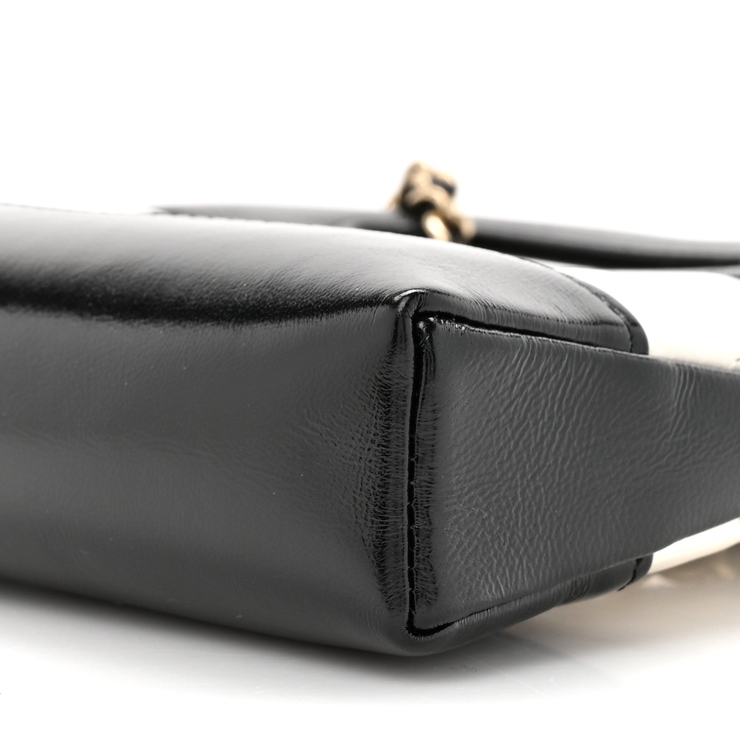 Chanel Shiny Crumpled Calfskin Quilted Nano 31 Shopping Bag White Black