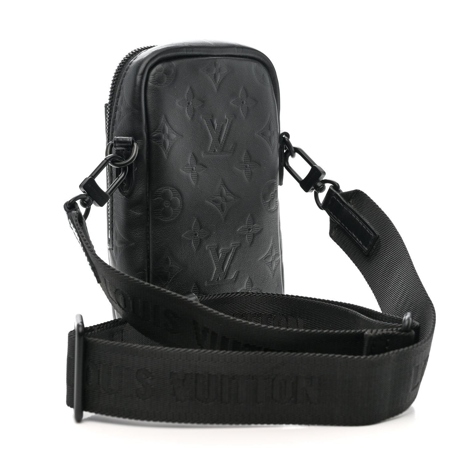Louis Vuitton Calfskin Monogram Shadow Double Phone Pouch NM Black