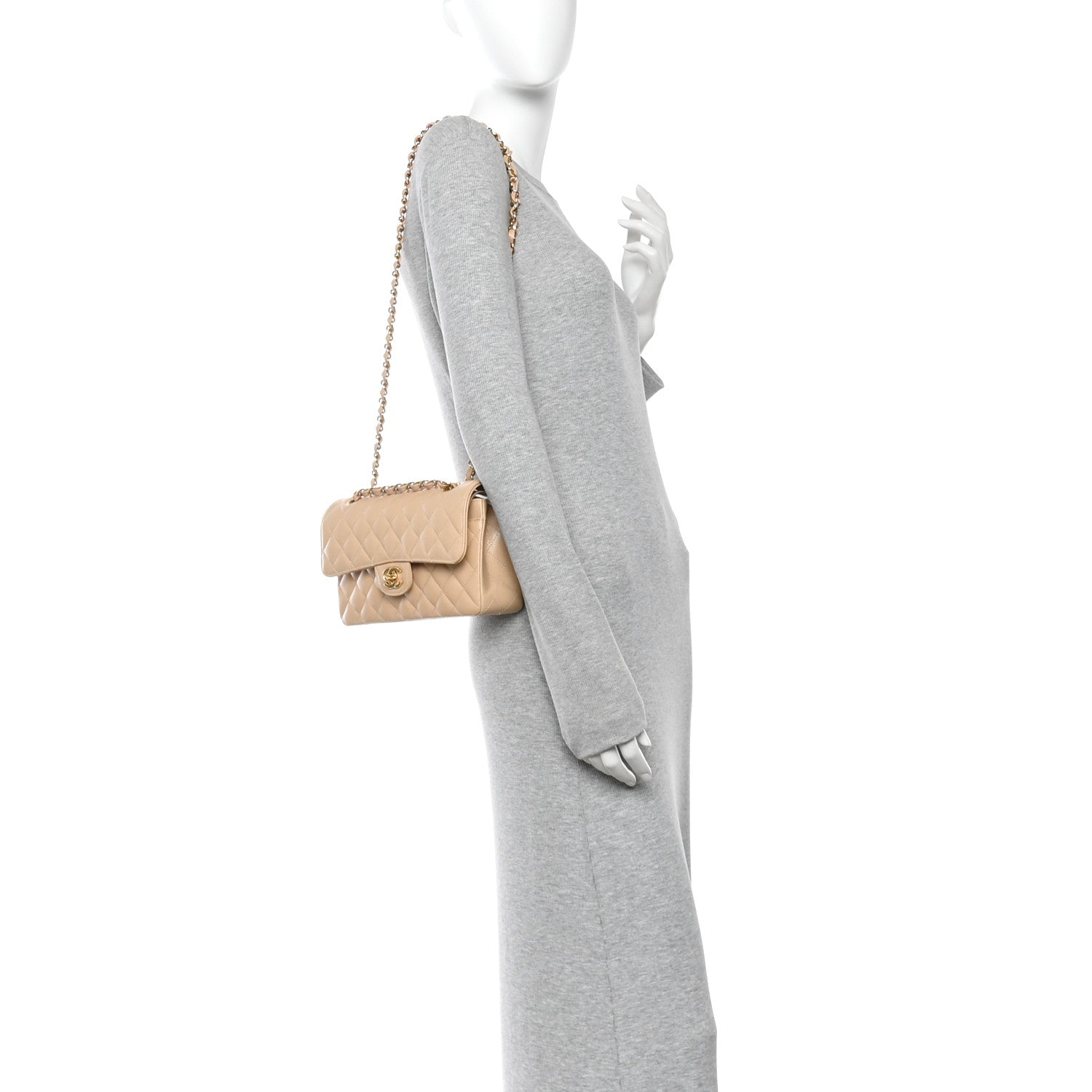 Chanel Caviar Quilted Small Double Flap Beige
