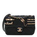 Chanel Lambskin Quilted Small Coco Clips Single Flap Black