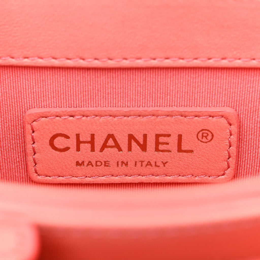 Chanel Lambskin Quilted Small Handle Tied Top Handle Flap Pink