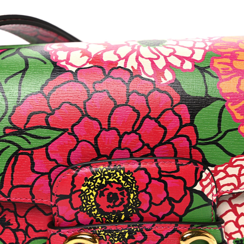 Gucci X KEN SCOTT New Shangai Calfskin Pomponica Print Horsebit 1955 Shoulder Bag Multicolor Fuxia Pompon