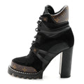 Louis Vuitton Suede Calfskin Monogram Star Trail Ankle Boots 39.5 Black