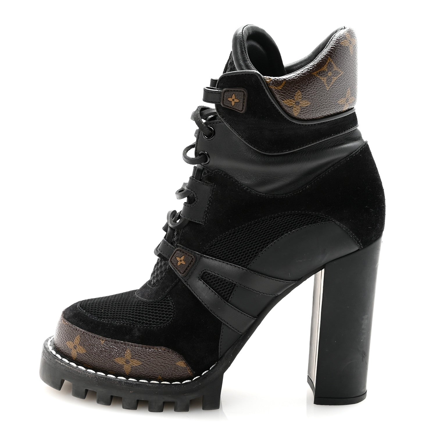 Louis Vuitton Suede Calfskin Monogram Star Trail Ankle Boots 39.5 Black