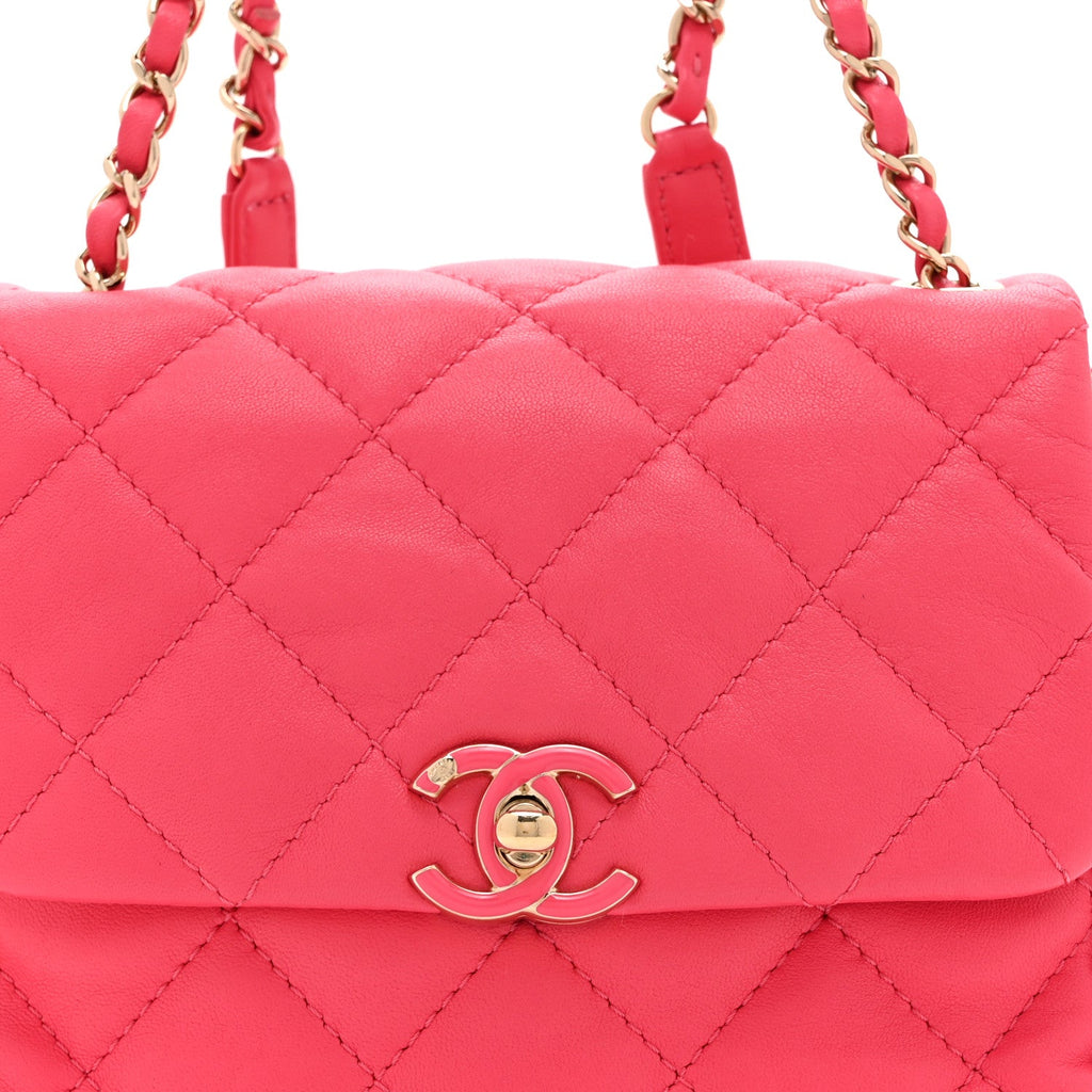 Chanel Lambskin Quilted Resin Chain Around Backpack Pink
