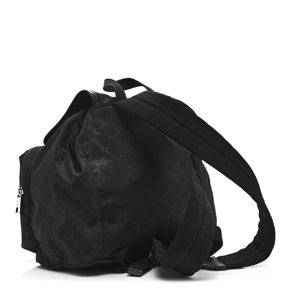 Gucci Nylon Monogram Medium Light Single Buckle Backpack Black