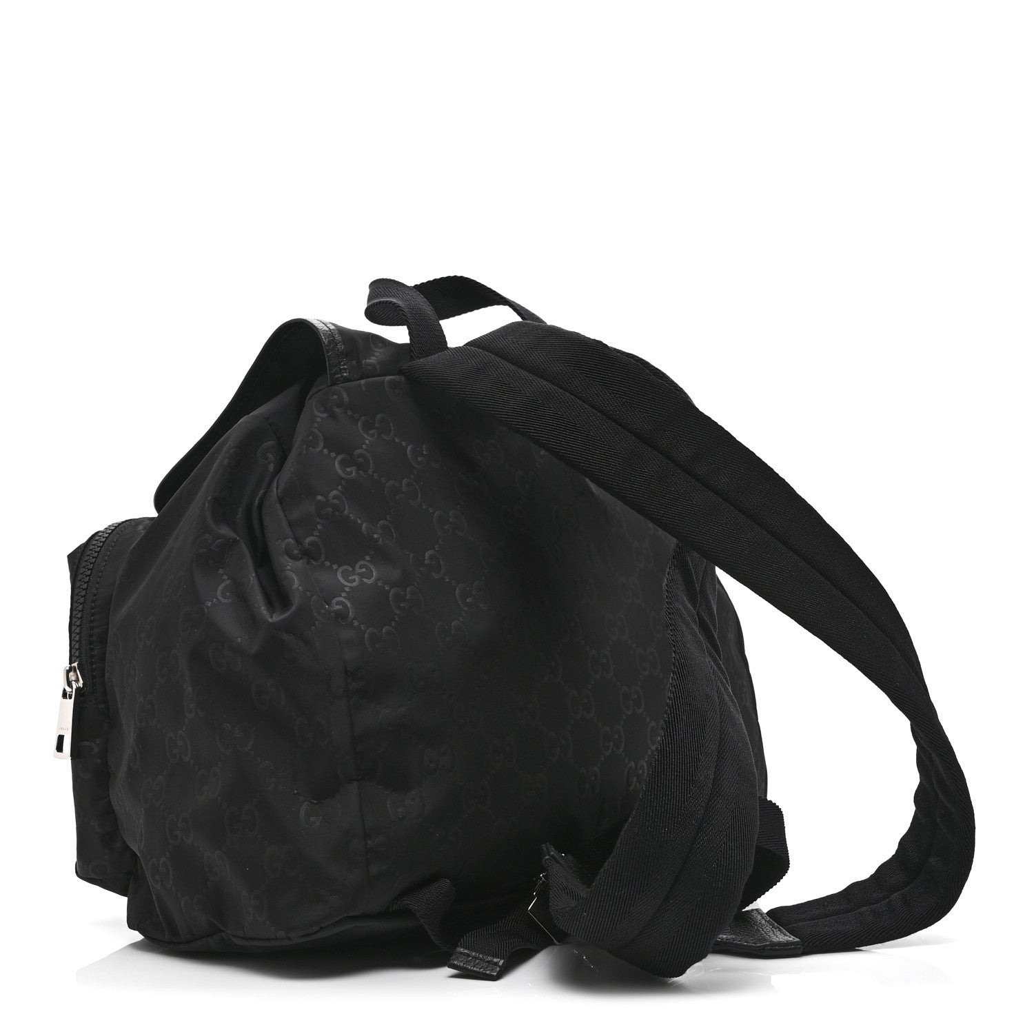 Gucci Nylon Monogram Medium Light Single Buckle Backpack Black
