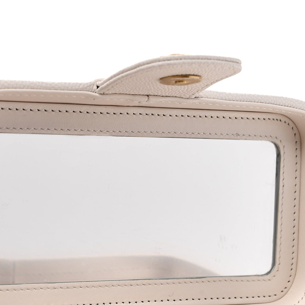 Chanel Shiny Caviar Preppy Coco Long Vanity With Strap White